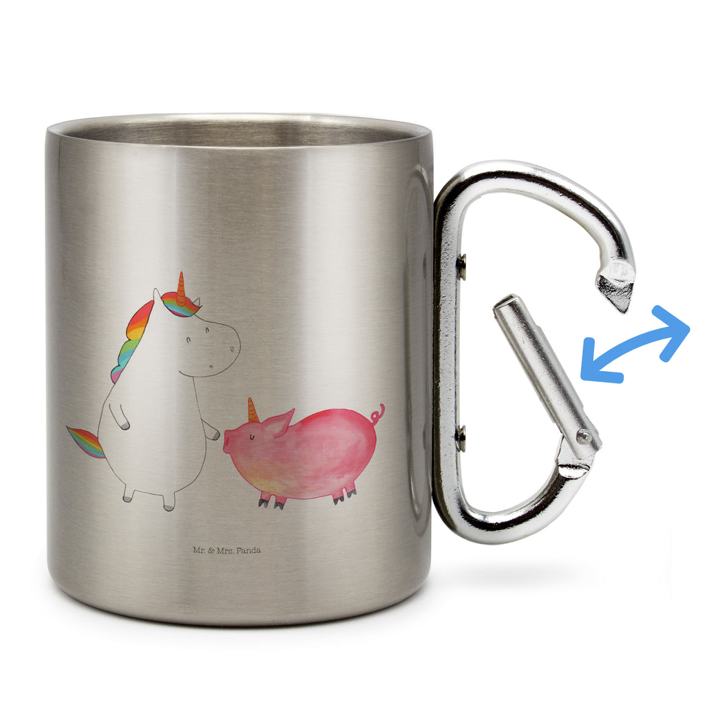 Edelstahlbecher Einhorn + Schweinhorn Edelstahltasse, Karabiner, Edelstahlbecher, Outdoor, Camping, Tasse, Becher, Einhorn, Einhörner, Einhorn Deko, Pegasus, Unicorn, Freundschaft, Schweinhorn, Schwein, Freundin, Schweinchen