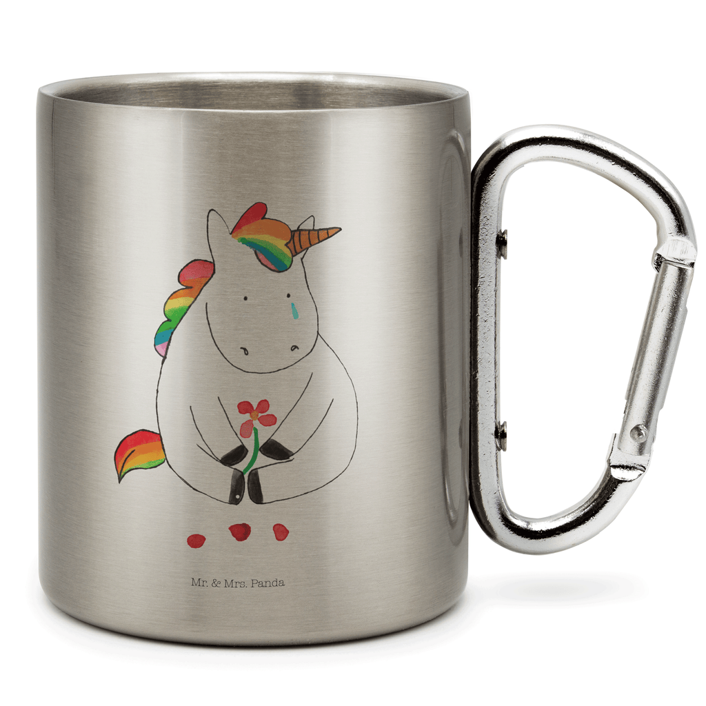 Edelstahlbecher Einhorn Traurig Edelstahltasse, Karabiner, Edelstahlbecher, Outdoor, Camping, Tasse, Becher, Einhorn, Einhörner, Einhorn Deko, Pegasus, Unicorn, Glitzer, Trösten. Freundschaft, Freunde, Liebe, Trauer, Grußkarte, Blume