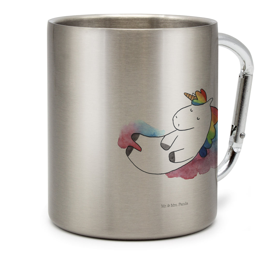 Edelstahlbecher Einhorn Wolke 7 Edelstahltasse, Karabiner, Edelstahlbecher, Outdoor, Camping, Tasse, Becher, Einhorn, Einhörner, Einhorn Deko, Pegasus, Unicorn, verliebt, Menschen, witzig, lustig, Geschenk, Glaube, Realität, Lächeln