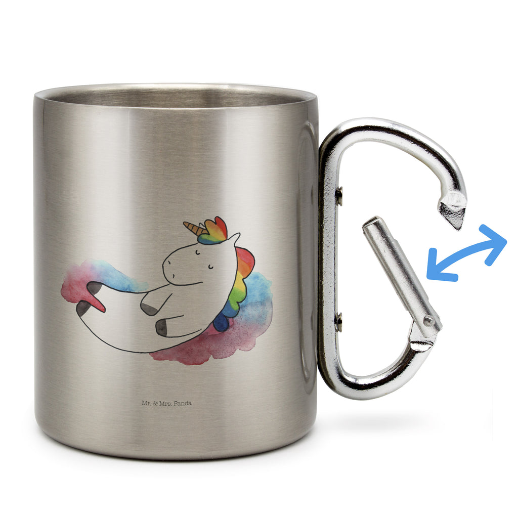 Edelstahlbecher Einhorn Wolke 7 Edelstahltasse, Karabiner, Edelstahlbecher, Outdoor, Camping, Tasse, Becher, Einhorn, Einhörner, Einhorn Deko, Pegasus, Unicorn, verliebt, Menschen, witzig, lustig, Geschenk, Glaube, Realität, Lächeln