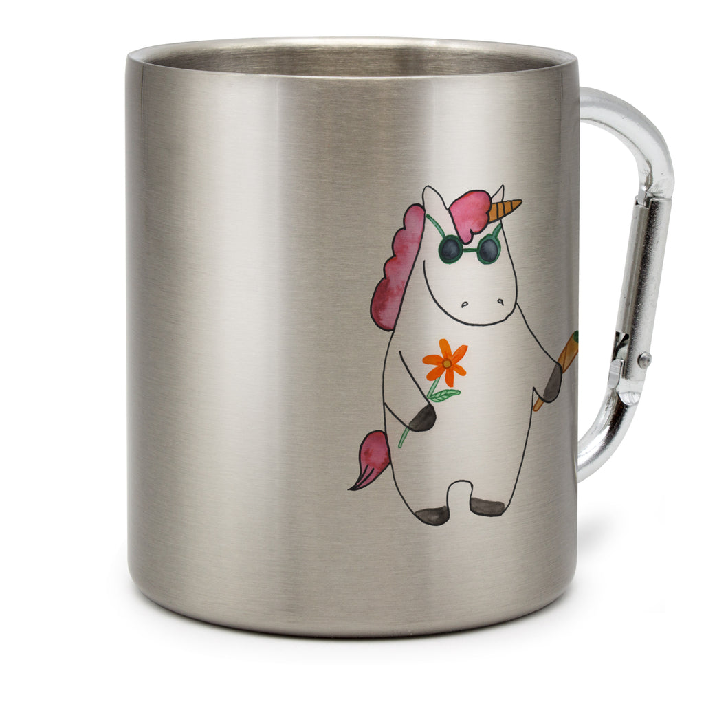 Edelstahlbecher Einhorn Woodstock Edelstahltasse, Karabiner, Edelstahlbecher, Outdoor, Camping, Tasse, Becher, Einhorn, Einhörner, Einhorn Deko, Pegasus, Unicorn, Kiffen, Joint, Zigarette, Alkohol, Party, Spaß. lustig, witzig, Woodstock