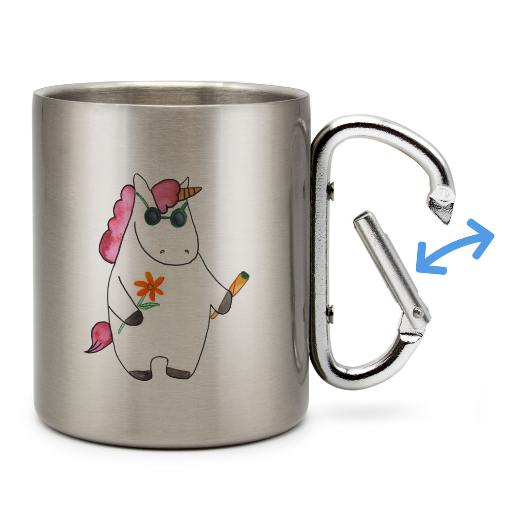 Edelstahlbecher Einhorn Woodstock Edelstahltasse, Karabiner, Edelstahlbecher, Outdoor, Camping, Tasse, Becher, Einhorn, Einhörner, Einhorn Deko, Pegasus, Unicorn, Kiffen, Joint, Zigarette, Alkohol, Party, Spaß. lustig, witzig, Woodstock
