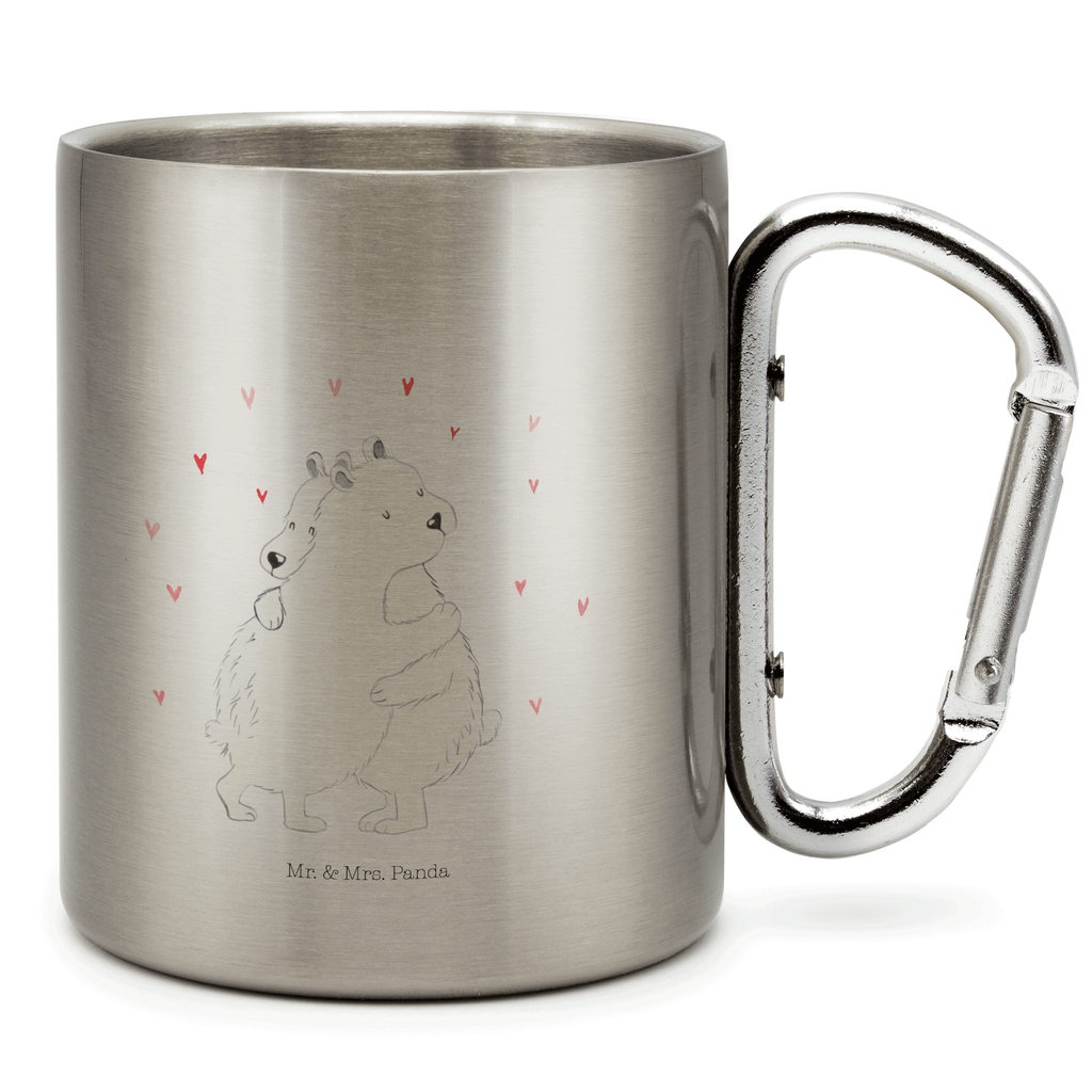 Edelstahlbecher Eisbär Umarmen Edelstahltasse, Karabiner, Edelstahlbecher, Outdoor, Camping, Tasse, Becher, Tiermotive, Gute Laune, lustige Sprüche, Tiere