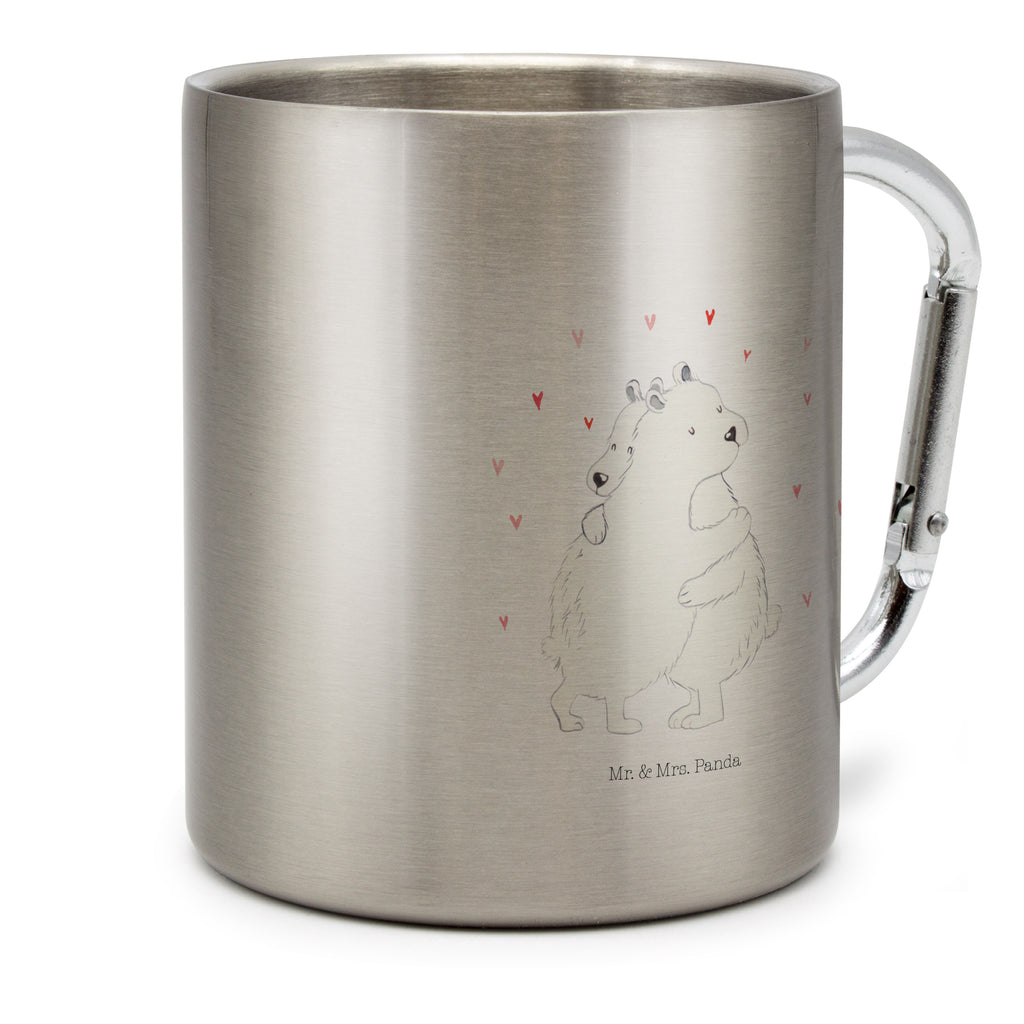 Edelstahlbecher Eisbär Umarmen Edelstahltasse, Karabiner, Edelstahlbecher, Outdoor, Camping, Tasse, Becher, Tiermotive, Gute Laune, lustige Sprüche, Tiere