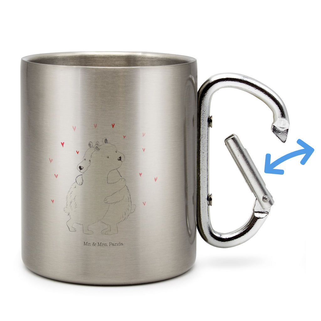 Edelstahlbecher Eisbär Umarmen Edelstahltasse, Karabiner, Edelstahlbecher, Outdoor, Camping, Tasse, Becher, Tiermotive, Gute Laune, lustige Sprüche, Tiere