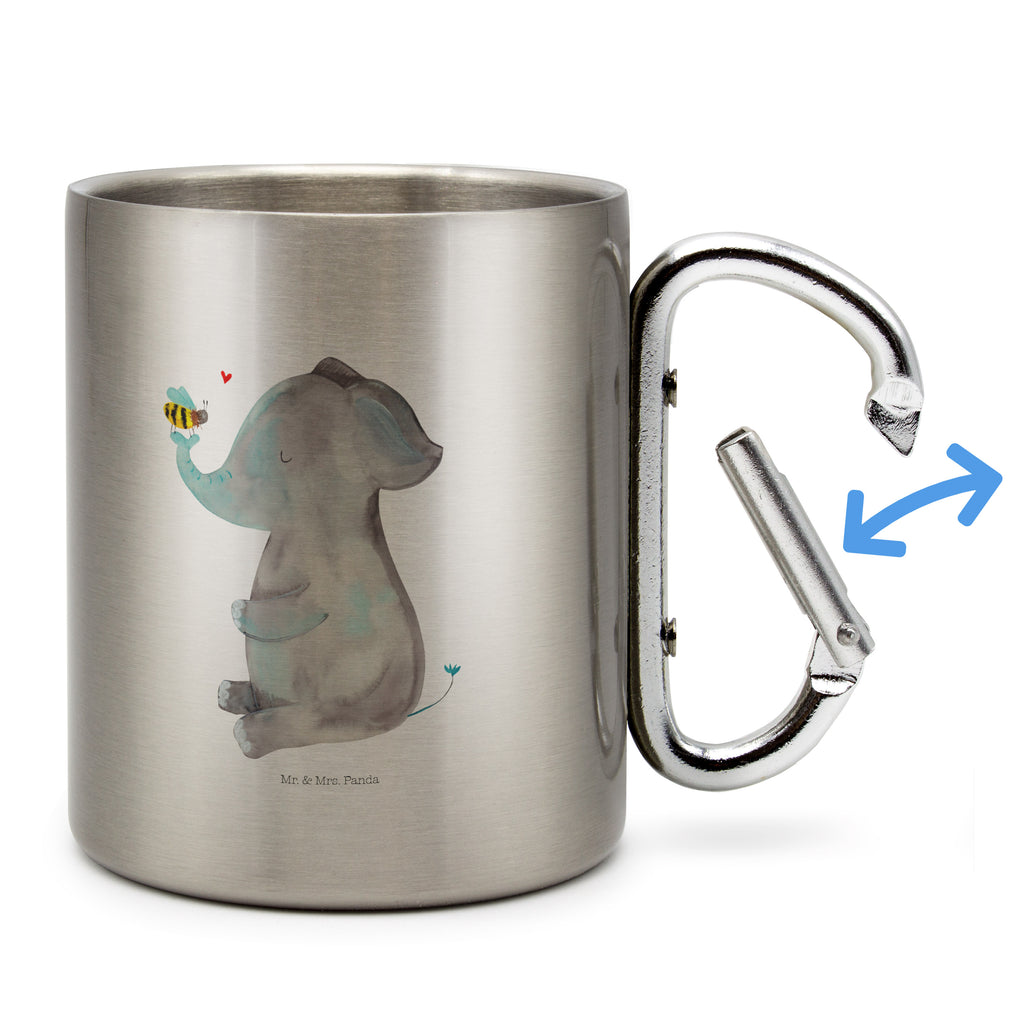Edelstahlbecher Elefant & Biene Edelstahltasse, Karabiner, Edelstahlbecher, Outdoor, Camping, Tasse, Becher, Tiermotive, Gute Laune, lustige Sprüche, Tiere, Elefant, Biene, Liebe, Liebesbeweis, Jahrestag, Liebesgeschenk, Heiratsantrag, Hochzeitsgeschenk, Liebesspruch