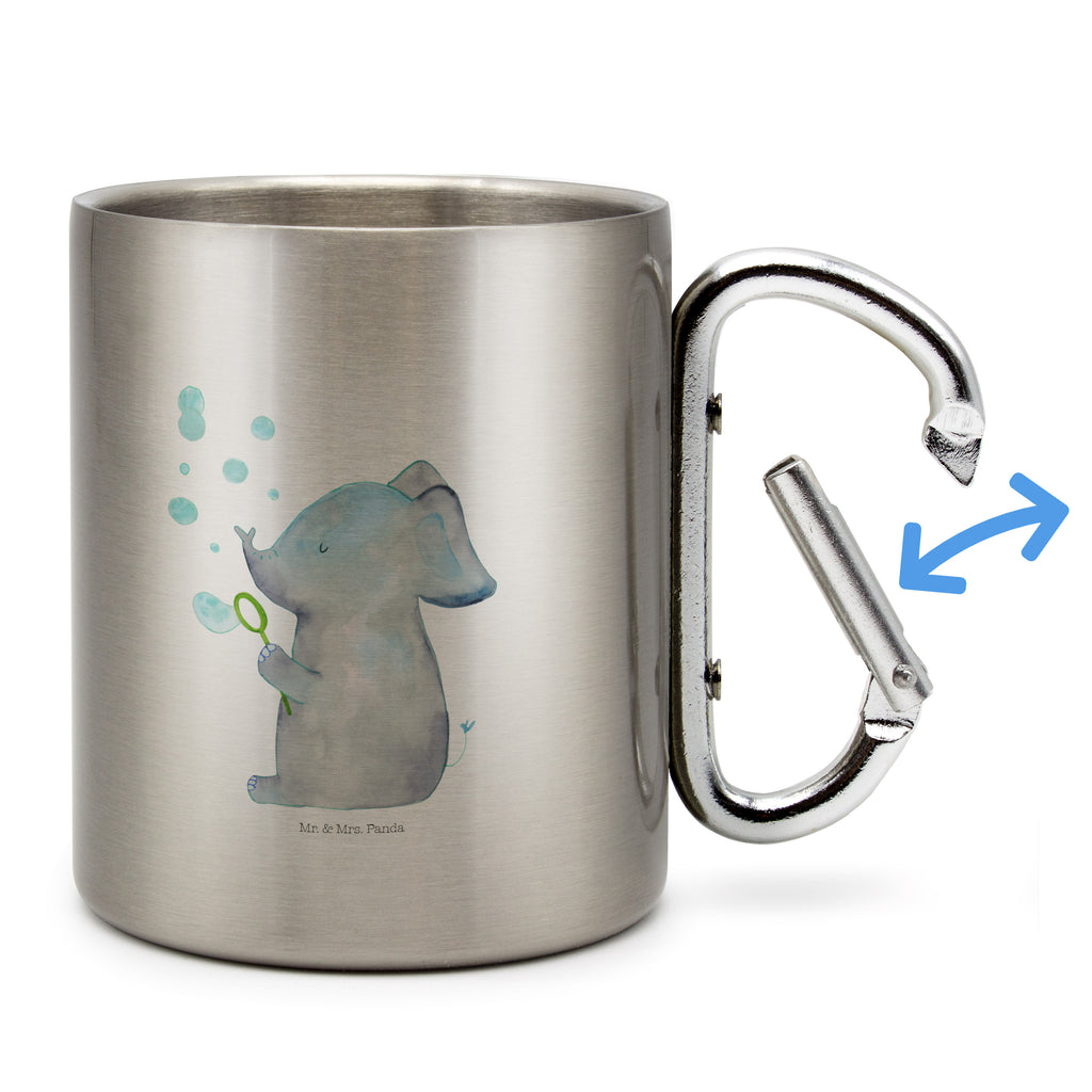 Edelstahlbecher Elefant Seifenblasen Edelstahltasse, Karabiner, Edelstahlbecher, Outdoor, Camping, Tasse, Becher, Tiermotive, Gute Laune, lustige Sprüche, Tiere, Elefant, Elefanten, Dickhäter, Rüsseltier, Seifenblasen, Liebe, Heimat, Gefühl. Daheim, Liebesbeweis, Liebesspruch