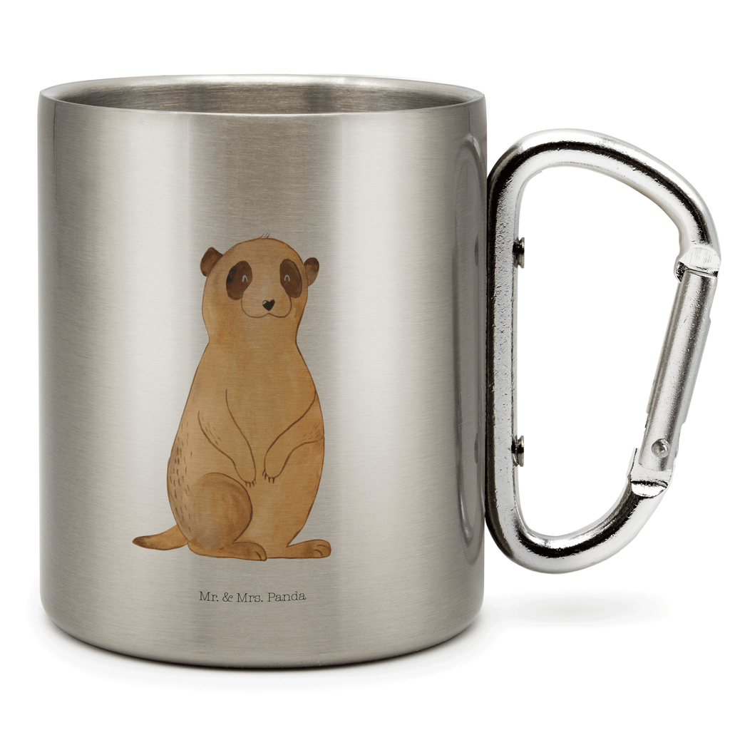 Edelstahlbecher Erdmännchen Edelstahltasse, Karabiner, Edelstahlbecher, Outdoor, Camping, Tasse, Becher, Afrika, Wildtiere, Erdmännchen, Reisen, Spruch, Weltreise, Afrikareise, Roadtrip, Traveling