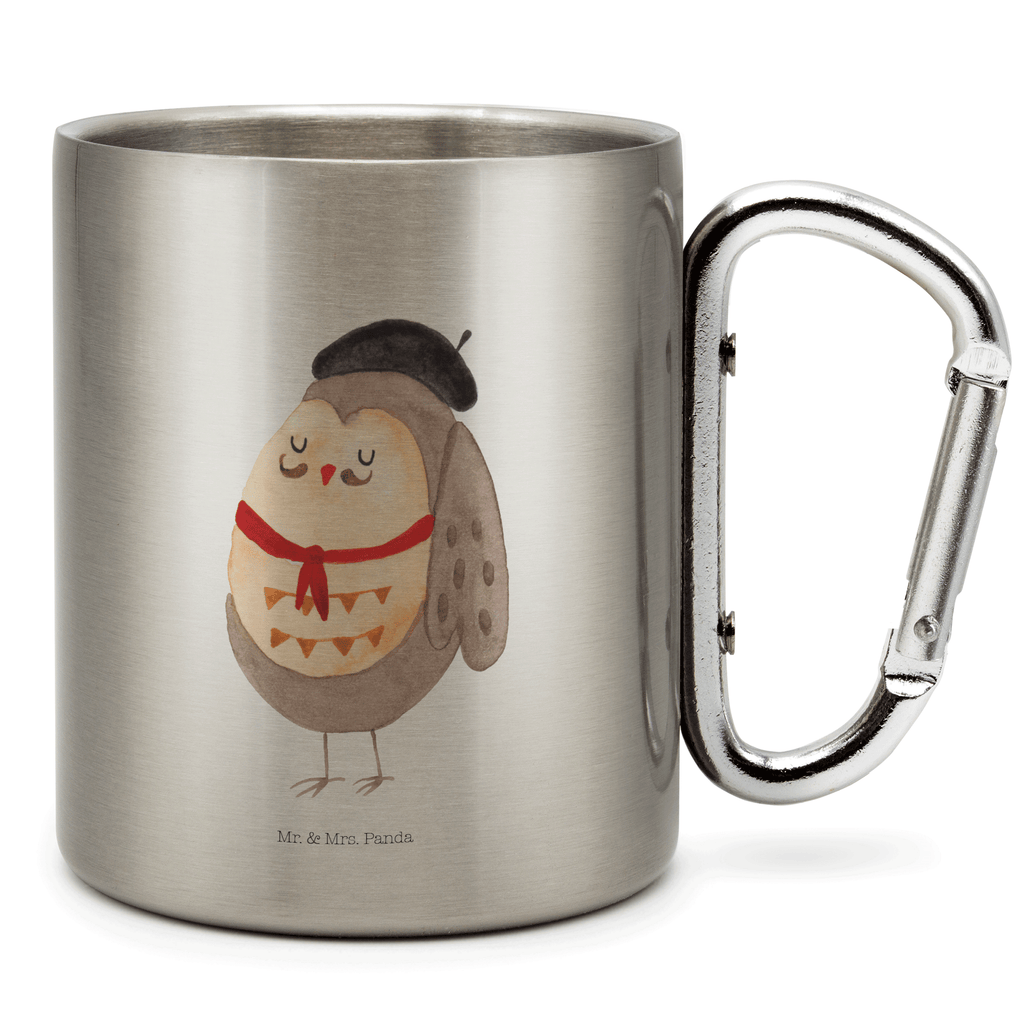 Edelstahlbecher Eule Französisch Edelstahltasse, Karabiner, Edelstahlbecher, Outdoor, Camping, Tasse, Becher, Eule, Eulen, Eule Deko, Owl, hibou, La vie est belle, das Leben ist schön, Spruch schön, Spruch Französisch, Frankreich