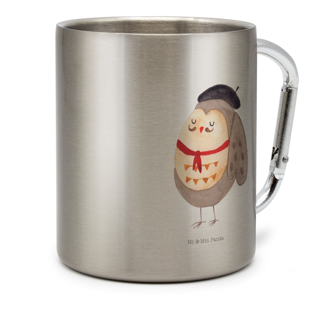Edelstahlbecher Eule Französisch Edelstahltasse, Karabiner, Edelstahlbecher, Outdoor, Camping, Tasse, Becher, Eule, Eulen, Eule Deko, Owl, hibou, La vie est belle, das Leben ist schön, Spruch schön, Spruch Französisch, Frankreich