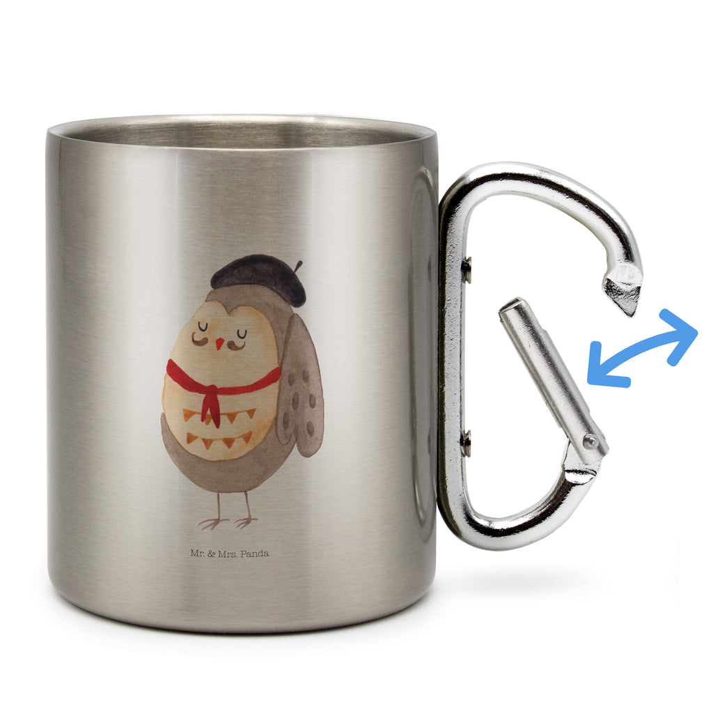 Edelstahlbecher Eule Französisch Edelstahltasse, Karabiner, Edelstahlbecher, Outdoor, Camping, Tasse, Becher, Eule, Eulen, Eule Deko, Owl, hibou, La vie est belle, das Leben ist schön, Spruch schön, Spruch Französisch, Frankreich