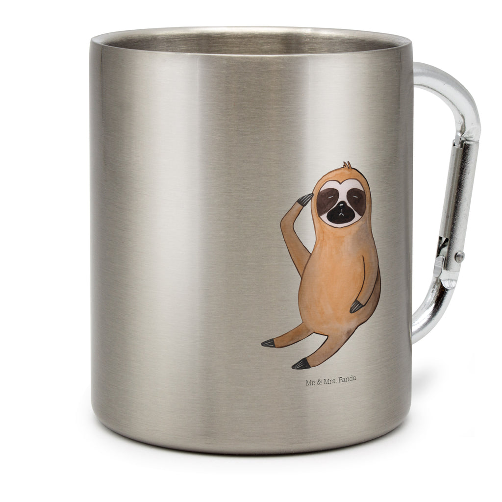 Edelstahlbecher Faultier Vogel zeigen Edelstahltasse, Karabiner, Edelstahlbecher, Outdoor, Camping, Tasse, Becher, Faultier, Faultier Geschenk, Faultier Deko, Faultiere, faul, Lieblingstier, Spinner, früher Vogel, der frühe Vogel, Frühaufsteher, Morgenmuffel, Vogel, Faultierwelt
