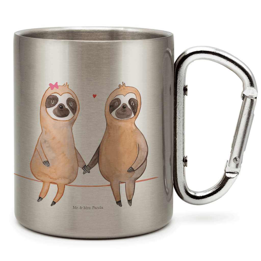 Edelstahlbecher Faultier Pärchen Edelstahltasse, Karabiner, Edelstahlbecher, Outdoor, Camping, Tasse, Becher, Faultier, Faultier Geschenk, Faultier Deko, Faultiere, faul, Lieblingstier, Liebe, Liebespaar, Faultierliebe, Faultierpärchen, verliebt, verlobt, gemeinsam, relaxen, Pärchen, Beziehung, Langsamkeit