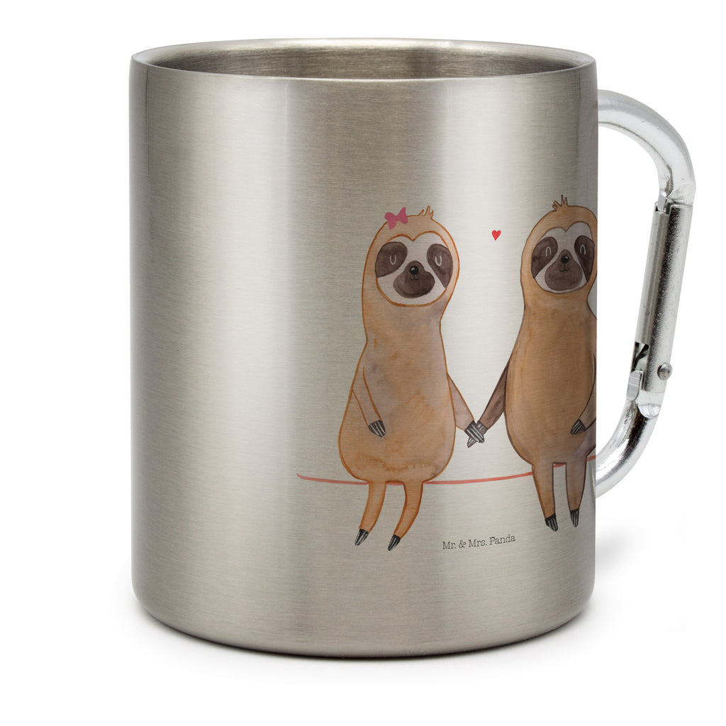 Edelstahlbecher Faultier Pärchen Edelstahltasse, Karabiner, Edelstahlbecher, Outdoor, Camping, Tasse, Becher, Faultier, Faultier Geschenk, Faultier Deko, Faultiere, faul, Lieblingstier, Liebe, Liebespaar, Faultierliebe, Faultierpärchen, verliebt, verlobt, gemeinsam, relaxen, Pärchen, Beziehung, Langsamkeit