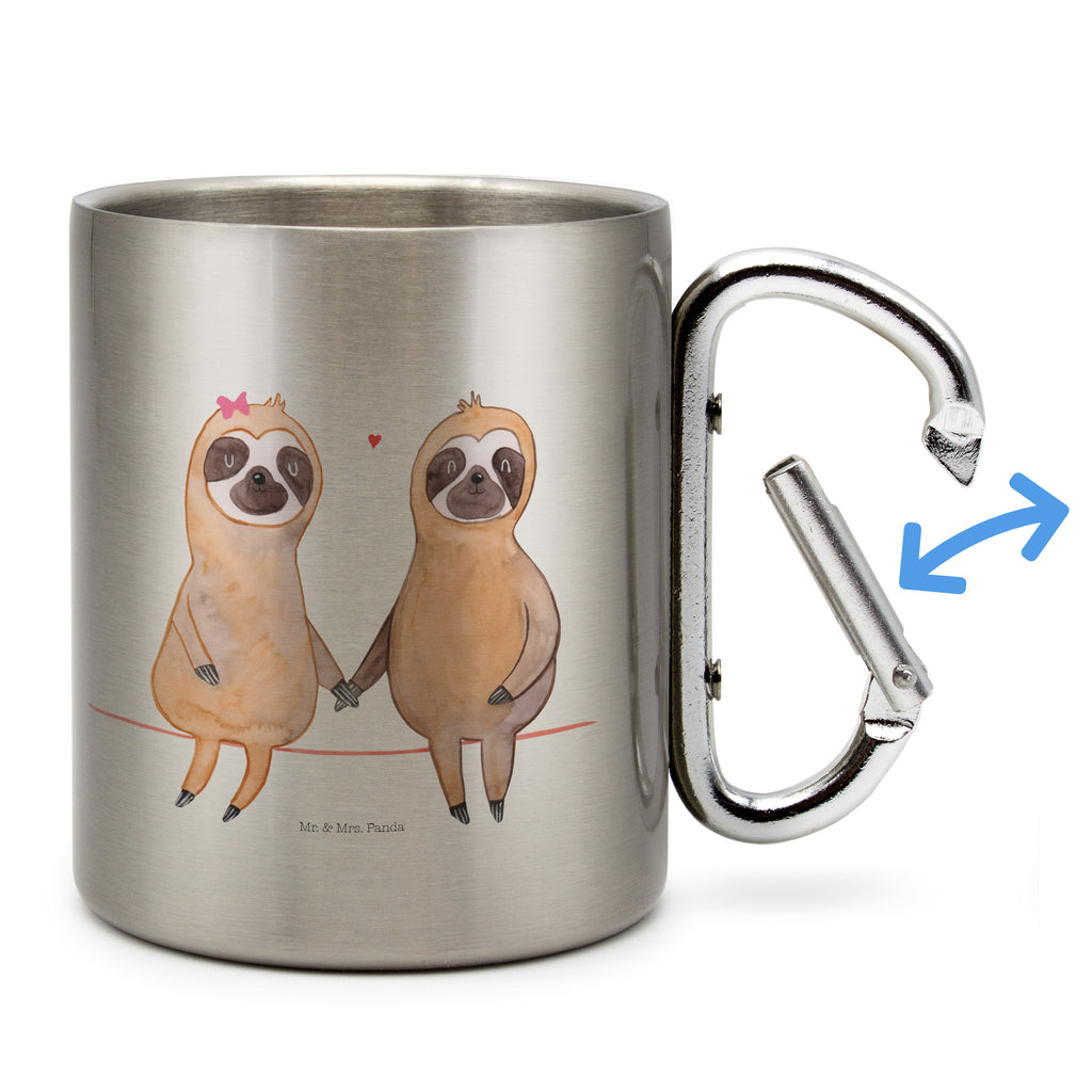 Edelstahlbecher Faultier Pärchen Edelstahltasse, Karabiner, Edelstahlbecher, Outdoor, Camping, Tasse, Becher, Faultier, Faultier Geschenk, Faultier Deko, Faultiere, faul, Lieblingstier, Liebe, Liebespaar, Faultierliebe, Faultierpärchen, verliebt, verlobt, gemeinsam, relaxen, Pärchen, Beziehung, Langsamkeit