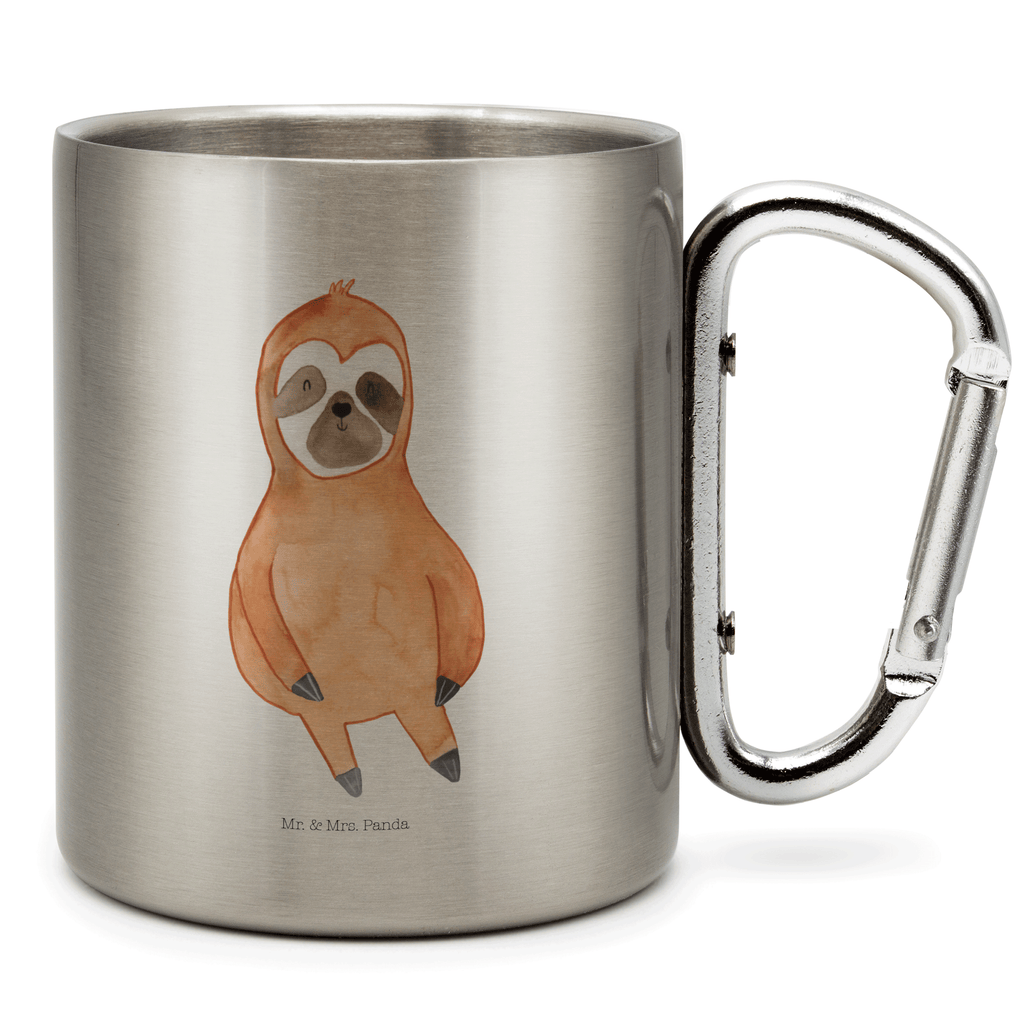 Edelstahlbecher Faultier Zufrieden Edelstahltasse, Karabiner, Edelstahlbecher, Outdoor, Camping, Tasse, Becher, Faultier, Faultier Geschenk, Faultier Deko, Faultiere, faul, Lieblingstier, Pause, relaxen, Glück, glücklich, zufrieden, happy, Zufriedenheit, Gelassenheit, Ruhe, Frieden