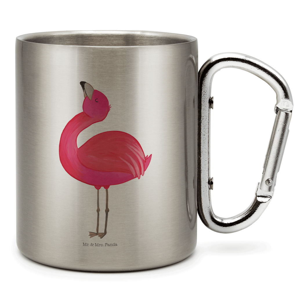 Edelstahlbecher Flamingo stolz Edelstahltasse, Karabiner, Edelstahlbecher, Outdoor, Camping, Tasse, Becher, Flamingo, stolz, Freude, Selbstliebe, Selbstakzeptanz, Freundin, beste Freundin, Tochter, Mama, Schwester