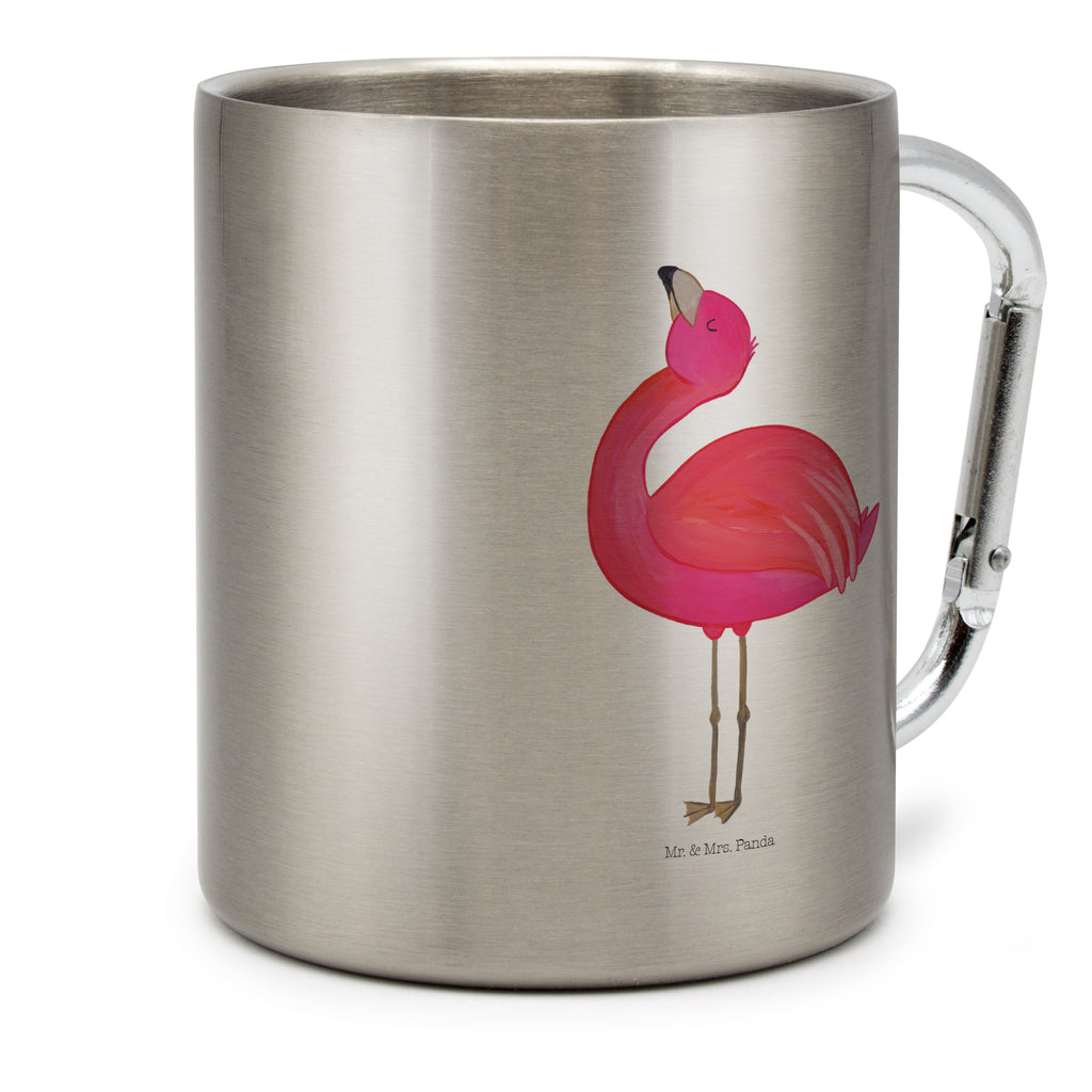 Edelstahlbecher Flamingo stolz Edelstahltasse, Karabiner, Edelstahlbecher, Outdoor, Camping, Tasse, Becher, Flamingo, stolz, Freude, Selbstliebe, Selbstakzeptanz, Freundin, beste Freundin, Tochter, Mama, Schwester