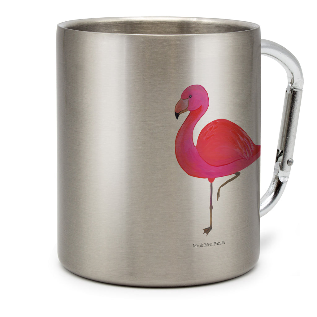 Edelstahlbecher Flamingo classic Edelstahltasse, Karabiner, Edelstahlbecher, Outdoor, Camping, Tasse, Becher, Flamingo, Einzigartig, Selbstliebe, Stolz, ich, für mich, Spruch, Freundin, Freundinnen, Außenseiter, Sohn, Tochter, Geschwister