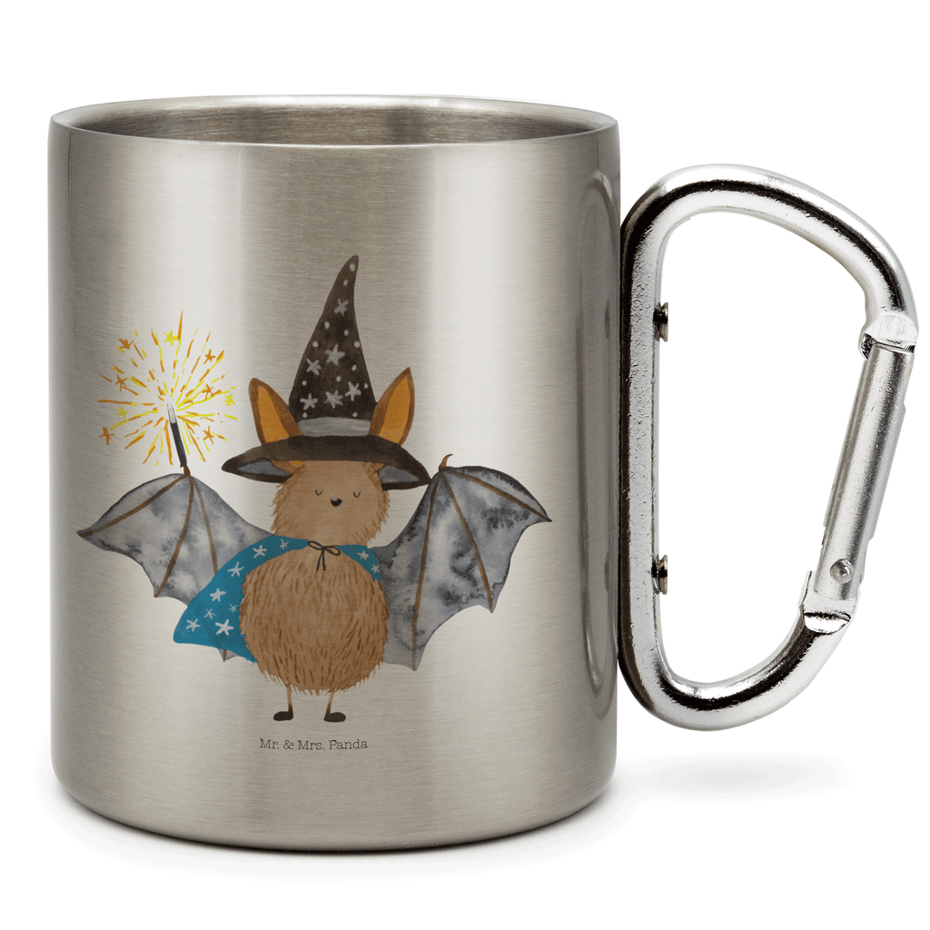 Edelstahlbecher Fledermaus Zauberer Edelstahltasse, Karabiner, Edelstahlbecher, Outdoor, Camping, Tasse, Becher, Tiermotive, Gute Laune, lustige Sprüche, Tiere, Fledermaus, Fledermäuse, Zauberer, Magier, Frauen, reinsteigern