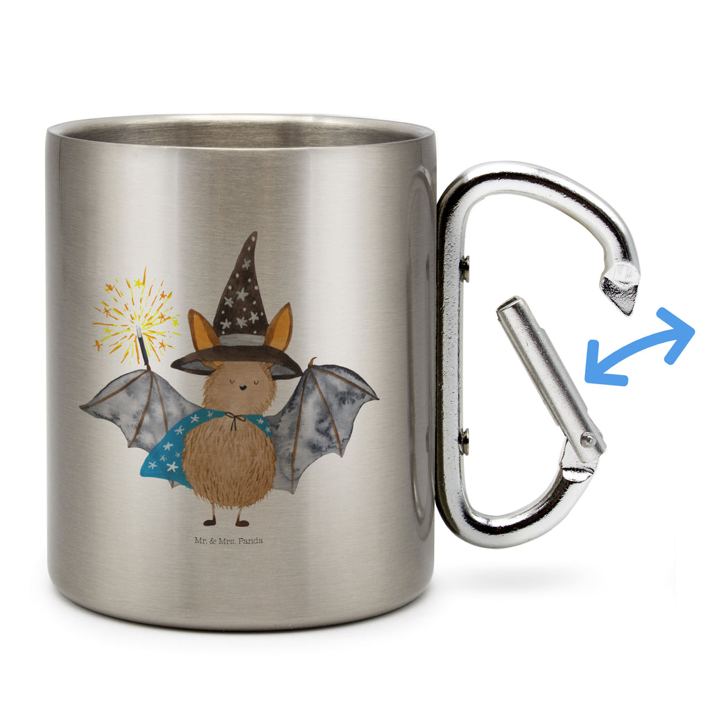 Edelstahlbecher Fledermaus Zauberer Edelstahltasse, Karabiner, Edelstahlbecher, Outdoor, Camping, Tasse, Becher, Tiermotive, Gute Laune, lustige Sprüche, Tiere, Fledermaus, Fledermäuse, Zauberer, Magier, Frauen, reinsteigern