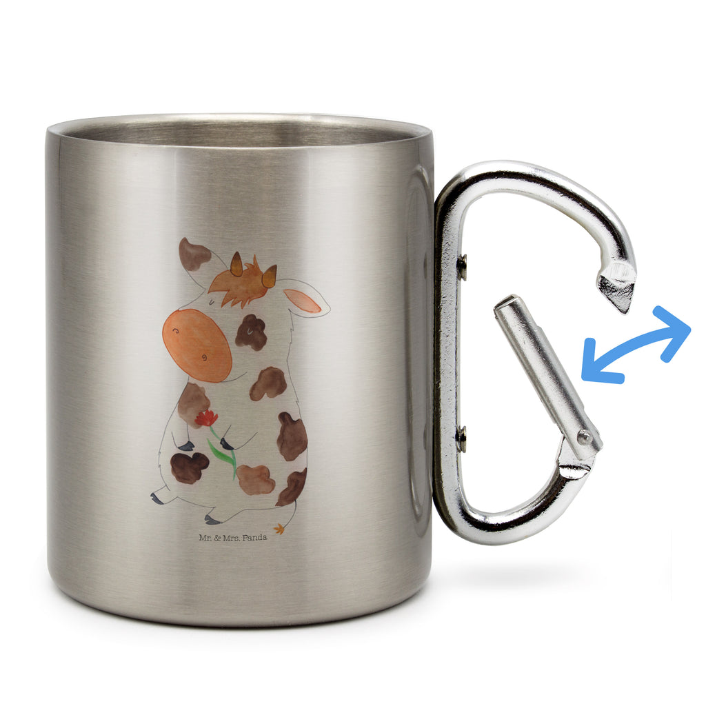Edelstahlbecher Kuh Edelstahltasse, Karabiner, Edelstahlbecher, Outdoor, Camping, Tasse, Becher, Bauernhof, Hoftiere, Landwirt, Landwirtin, Kuh, Kühe, Träume, Flausen, Spruch, Magie, Motivtion, Hof, Milch, Milchkuh