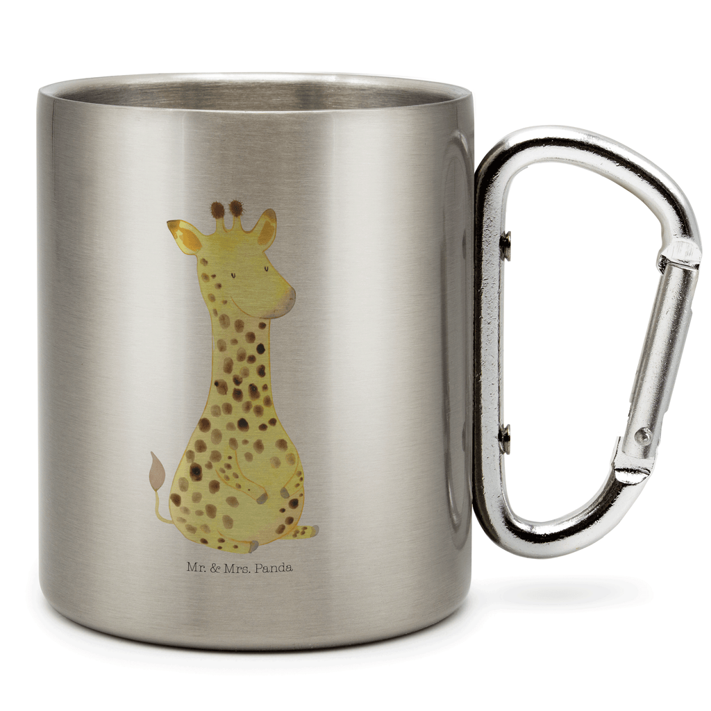 Edelstahlbecher Giraffe Zufrieden Edelstahltasse, Karabiner, Edelstahlbecher, Outdoor, Camping, Tasse, Becher, Afrika, Wildtiere, Giraffe, Zufrieden, Glück, Abenteuer