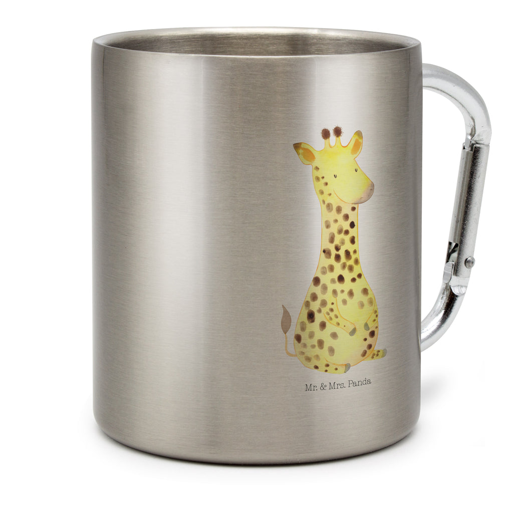 Edelstahlbecher Giraffe Zufrieden Edelstahltasse, Karabiner, Edelstahlbecher, Outdoor, Camping, Tasse, Becher, Afrika, Wildtiere, Giraffe, Zufrieden, Glück, Abenteuer