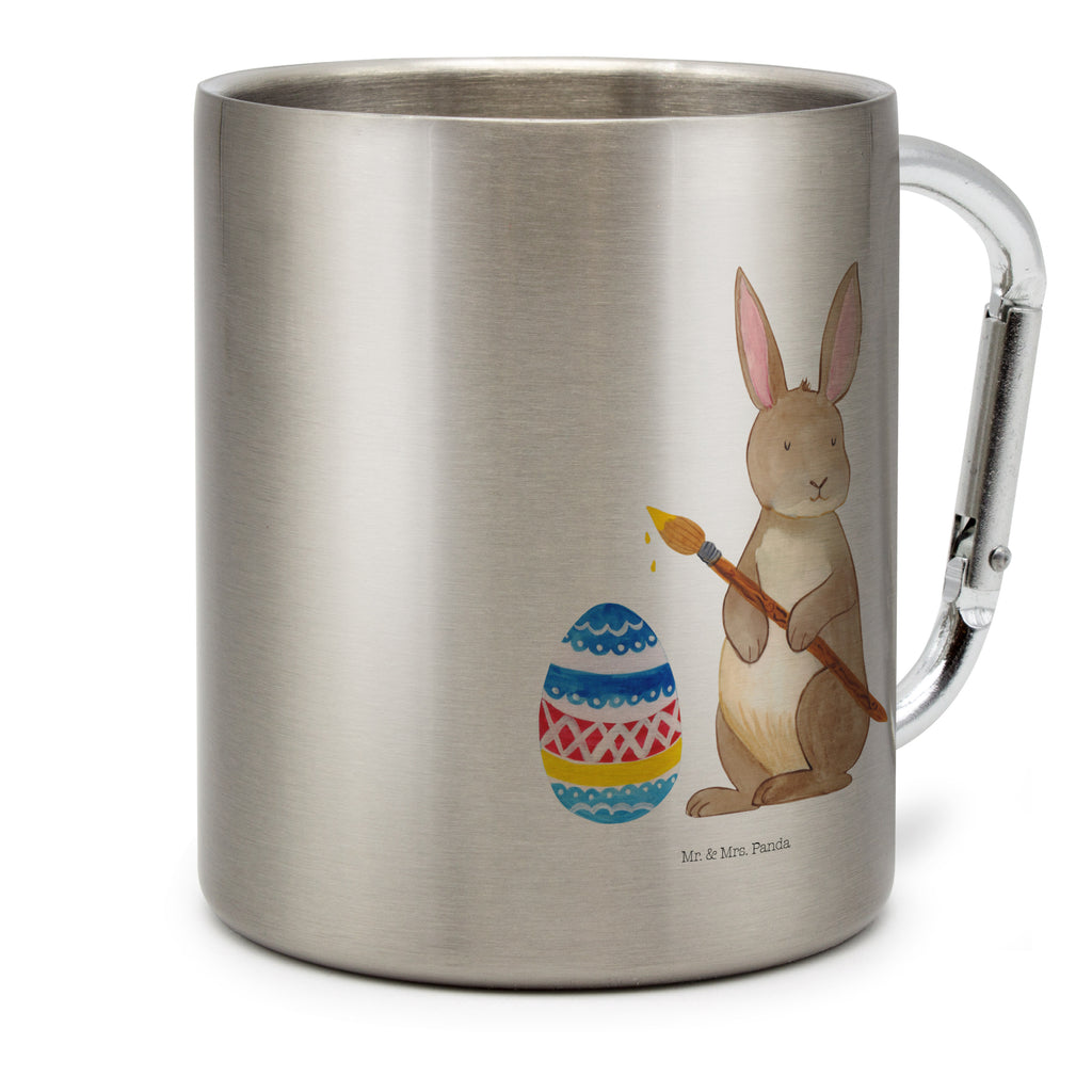 Edelstahlbecher Hase Eiermalen Edelstahltasse, Karabiner, Edelstahlbecher, Outdoor, Camping, Tasse, Becher, Ostern, Osterhase, Ostergeschenke, Osternest, Osterdeko, Geschenk zu Ostern, Frohe Ostern, Ostergrüße, Osterblume, Osterei, bemalte Ostereier, Hase, Kaninchen, Eiermalen