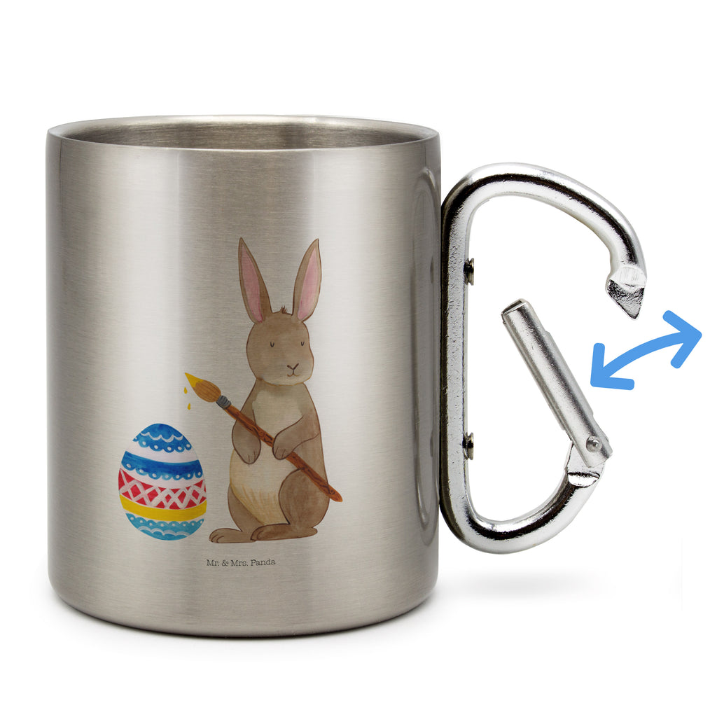 Edelstahlbecher Hase Eiermalen Edelstahltasse, Karabiner, Edelstahlbecher, Outdoor, Camping, Tasse, Becher, Ostern, Osterhase, Ostergeschenke, Osternest, Osterdeko, Geschenk zu Ostern, Frohe Ostern, Ostergrüße, Osterblume, Osterei, bemalte Ostereier, Hase, Kaninchen, Eiermalen