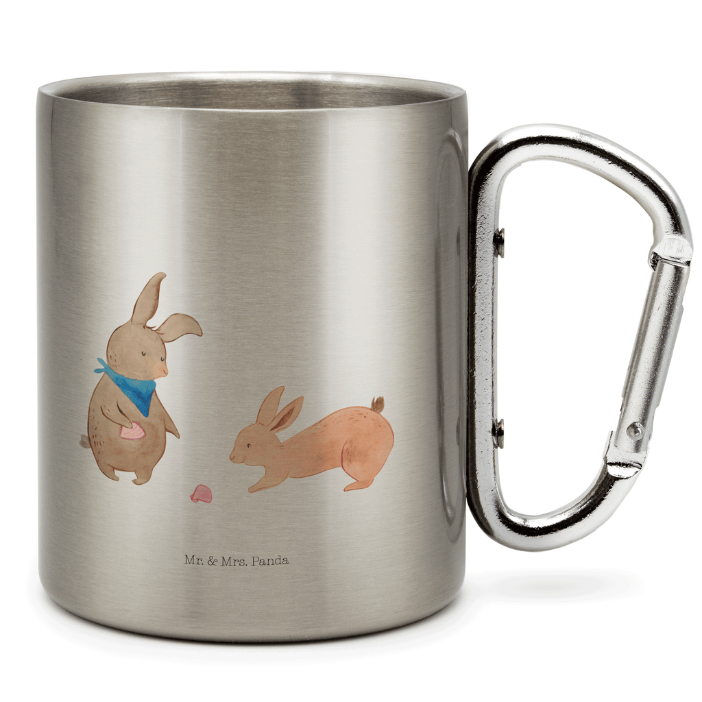 Edelstahlbecher Hasen Muschel Edelstahltasse, Karabiner, Edelstahlbecher, Outdoor, Camping, Tasse, Becher, Familie, Vatertag, Muttertag, Bruder, Schwester, Mama, Papa, Oma, Opa, Hasen, beste Freundin, Freundin, Freundinnen, best friends, BFF, Muscheln sammeln, Muscheln, Meer