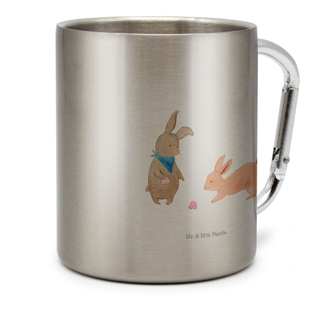 Edelstahlbecher Hasen Muschel Edelstahltasse, Karabiner, Edelstahlbecher, Outdoor, Camping, Tasse, Becher, Familie, Vatertag, Muttertag, Bruder, Schwester, Mama, Papa, Oma, Opa, Hasen, beste Freundin, Freundin, Freundinnen, best friends, BFF, Muscheln sammeln, Muscheln, Meer
