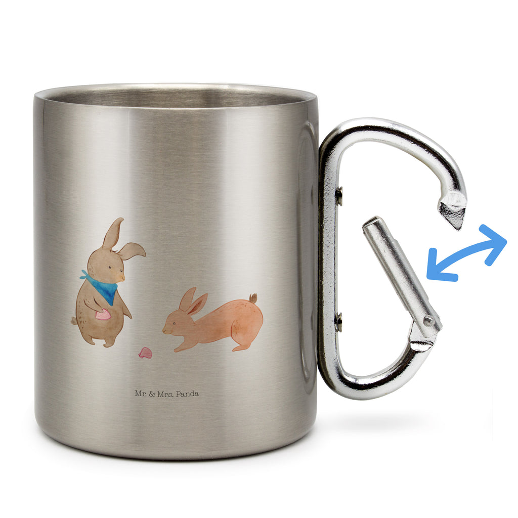 Edelstahlbecher Hasen Muschel Edelstahltasse, Karabiner, Edelstahlbecher, Outdoor, Camping, Tasse, Becher, Familie, Vatertag, Muttertag, Bruder, Schwester, Mama, Papa, Oma, Opa, Hasen, beste Freundin, Freundin, Freundinnen, best friends, BFF, Muscheln sammeln, Muscheln, Meer
