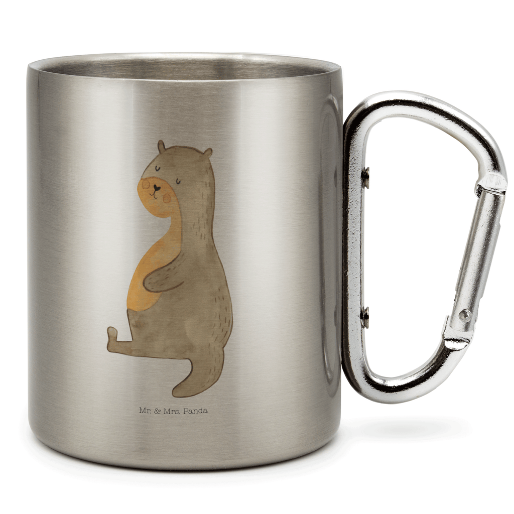 Edelstahlbecher Otter Bauch Edelstahltasse, Karabiner, Edelstahlbecher, Outdoor, Camping, Tasse, Becher, Otter, Fischotter, Seeotter, Otter Seeotter See Otter
