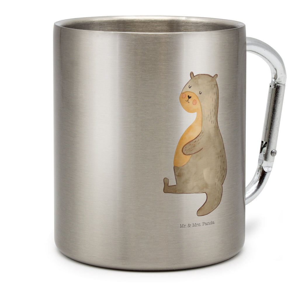 Edelstahlbecher Otter Bauch Edelstahltasse, Karabiner, Edelstahlbecher, Outdoor, Camping, Tasse, Becher, Otter, Fischotter, Seeotter, Otter Seeotter See Otter