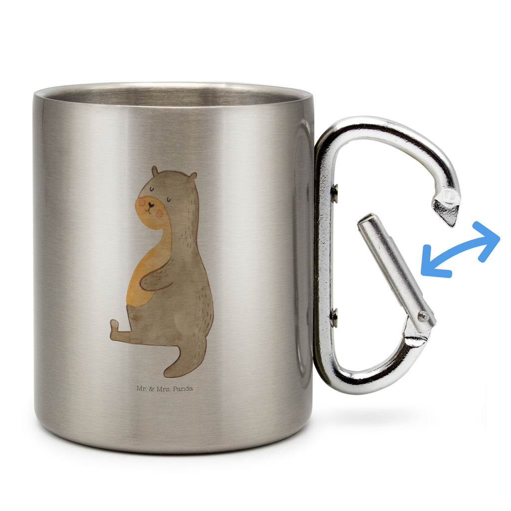 Edelstahlbecher Otter Bauch Edelstahltasse, Karabiner, Edelstahlbecher, Outdoor, Camping, Tasse, Becher, Otter, Fischotter, Seeotter, Otter Seeotter See Otter