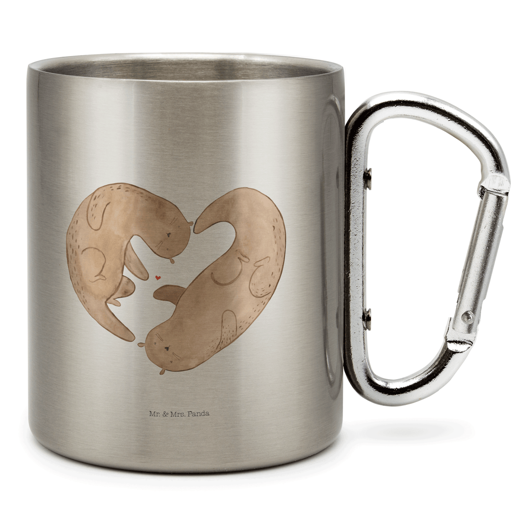 Edelstahlbecher Otter Herz Edelstahltasse, Karabiner, Edelstahlbecher, Outdoor, Camping, Tasse, Becher, Otter, Fischotter, Seeotter, Liebe, Herz, Liebesbeweis, Liebesgeschenk, Bessere Hälfte, Love you, Jahrestag, Hochzeitstag, Verlobung, gemeinsames Leben