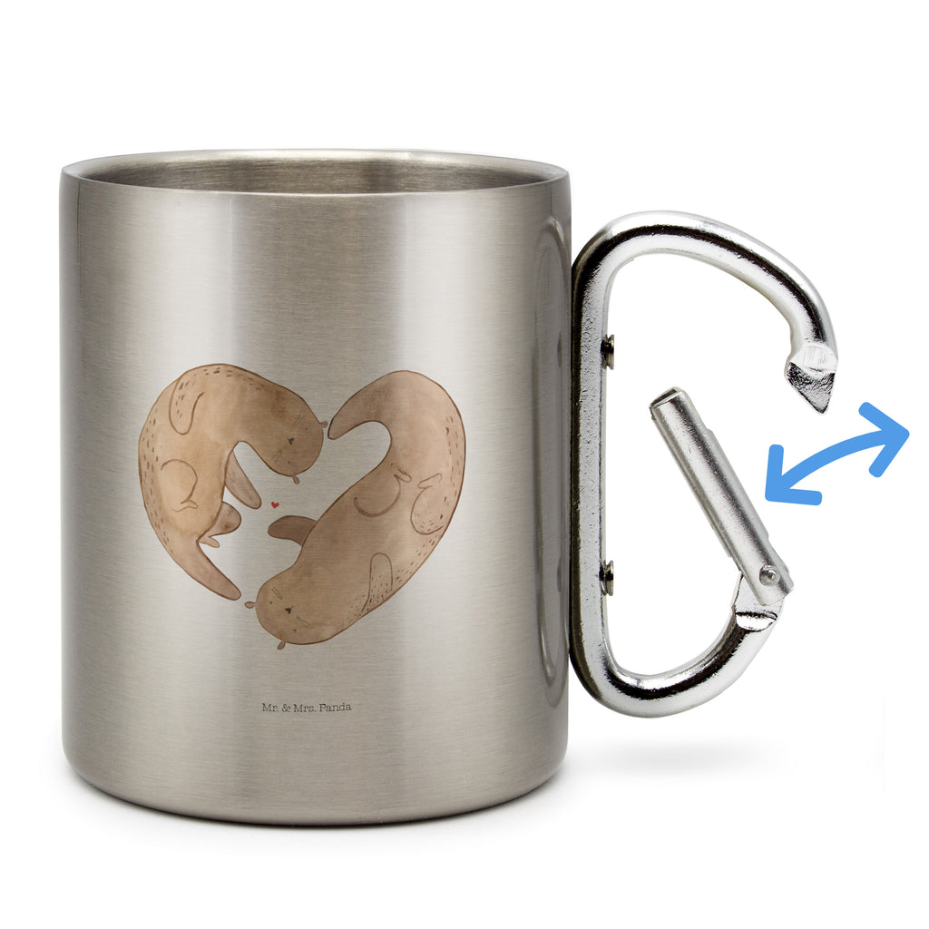 Edelstahlbecher Otter Herz Edelstahltasse, Karabiner, Edelstahlbecher, Outdoor, Camping, Tasse, Becher, Otter, Fischotter, Seeotter, Liebe, Herz, Liebesbeweis, Liebesgeschenk, Bessere Hälfte, Love you, Jahrestag, Hochzeitstag, Verlobung, gemeinsames Leben