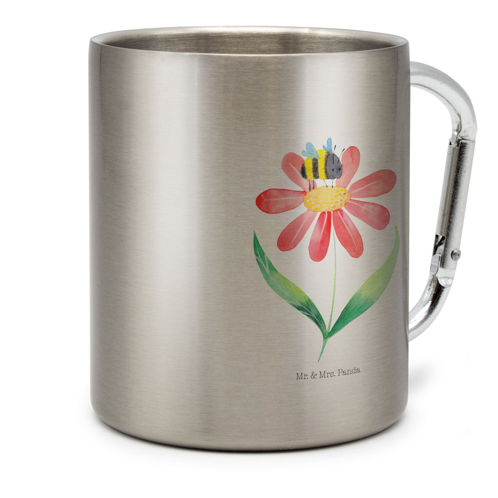 Edelstahlbecher Hummel Blume Edelstahltasse, Karabiner, Edelstahlbecher, Outdoor, Camping, Tasse, Becher, Tiermotive, Gute Laune, lustige Sprüche, Tiere, Hummel, Blume, Wespe, Flauschig, Natur, Feld, Hummeln, Biene