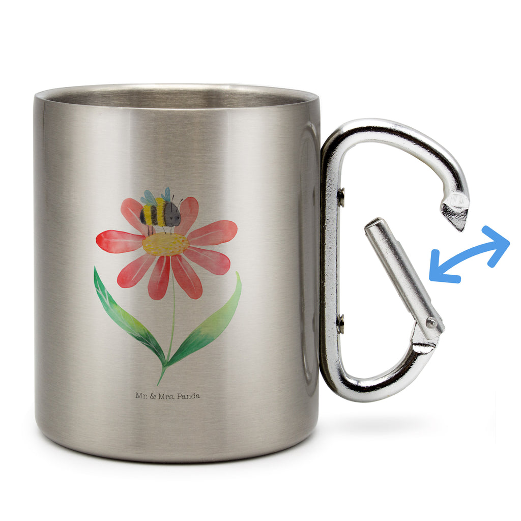 Edelstahlbecher Hummel Blume Edelstahltasse, Karabiner, Edelstahlbecher, Outdoor, Camping, Tasse, Becher, Tiermotive, Gute Laune, lustige Sprüche, Tiere, Hummel, Blume, Wespe, Flauschig, Natur, Feld, Hummeln, Biene