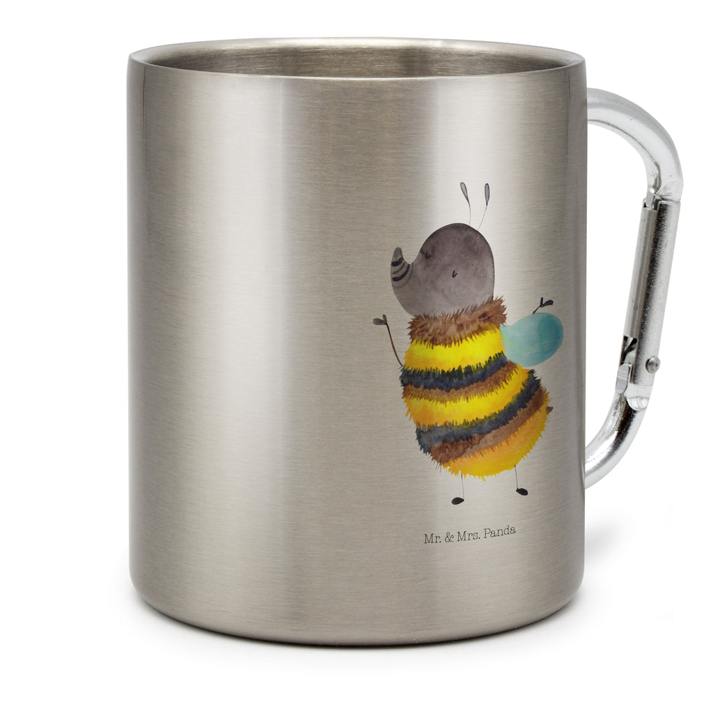 Edelstahlbecher Hummel flauschig Edelstahltasse, Karabiner, Edelstahlbecher, Outdoor, Camping, Tasse, Becher, Tiermotive, Gute Laune, lustige Sprüche, Tiere, Hummel, Flauschig, Biene, Blume, Natur