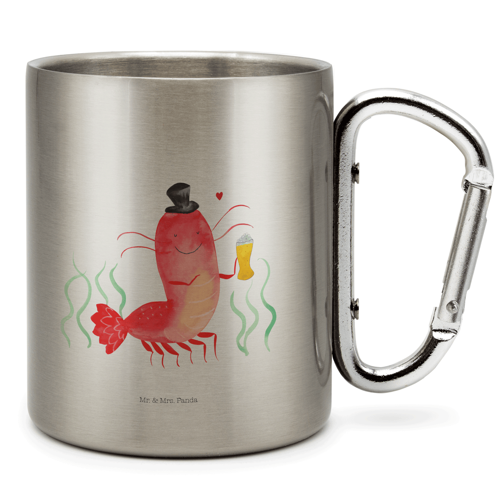 Edelstahlbecher Hummer mit Weizen Edelstahltasse, Karabiner, Edelstahlbecher, Outdoor, Camping, Tasse, Becher, Meerestiere, Meer, Urlaub, Garnele, Garnelen, Bier, Kochen, Männerhaushalt, Junggeselle, Junggesellin, Bierliebhaber, Kneipe, Gasthaus, Wirtschaft