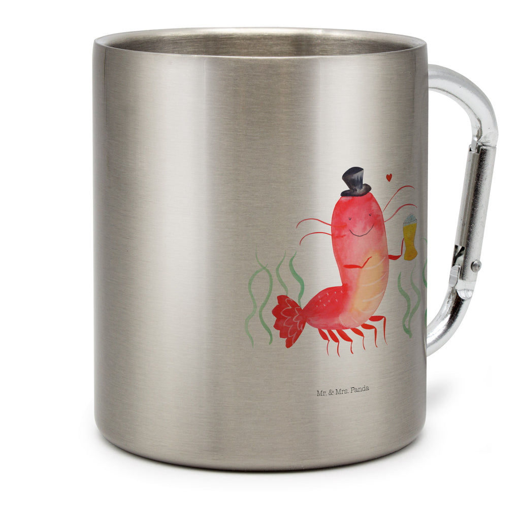 Edelstahlbecher Hummer mit Weizen Edelstahltasse, Karabiner, Edelstahlbecher, Outdoor, Camping, Tasse, Becher, Meerestiere, Meer, Urlaub, Garnele, Garnelen, Bier, Kochen, Männerhaushalt, Junggeselle, Junggesellin, Bierliebhaber, Kneipe, Gasthaus, Wirtschaft