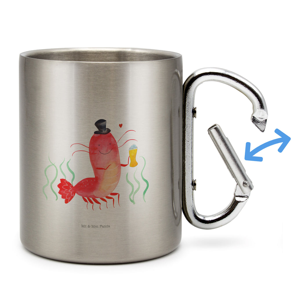 Edelstahlbecher Hummer mit Weizen Edelstahltasse, Karabiner, Edelstahlbecher, Outdoor, Camping, Tasse, Becher, Meerestiere, Meer, Urlaub, Garnele, Garnelen, Bier, Kochen, Männerhaushalt, Junggeselle, Junggesellin, Bierliebhaber, Kneipe, Gasthaus, Wirtschaft