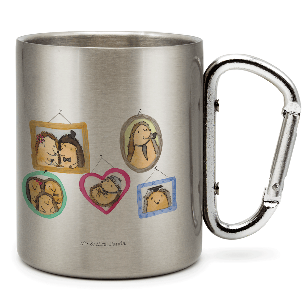 Edelstahlbecher Igel Familie Edelstahltasse, Karabiner, Edelstahlbecher, Outdoor, Camping, Tasse, Becher, Familie, Vatertag, Muttertag, Bruder, Schwester, Mama, Papa, Oma, Opa, Liebe, Igel, Bilder, Zusammenhalt, Glück