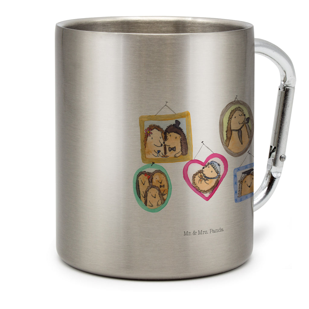 Edelstahlbecher Igel Familie Edelstahltasse, Karabiner, Edelstahlbecher, Outdoor, Camping, Tasse, Becher, Familie, Vatertag, Muttertag, Bruder, Schwester, Mama, Papa, Oma, Opa, Liebe, Igel, Bilder, Zusammenhalt, Glück