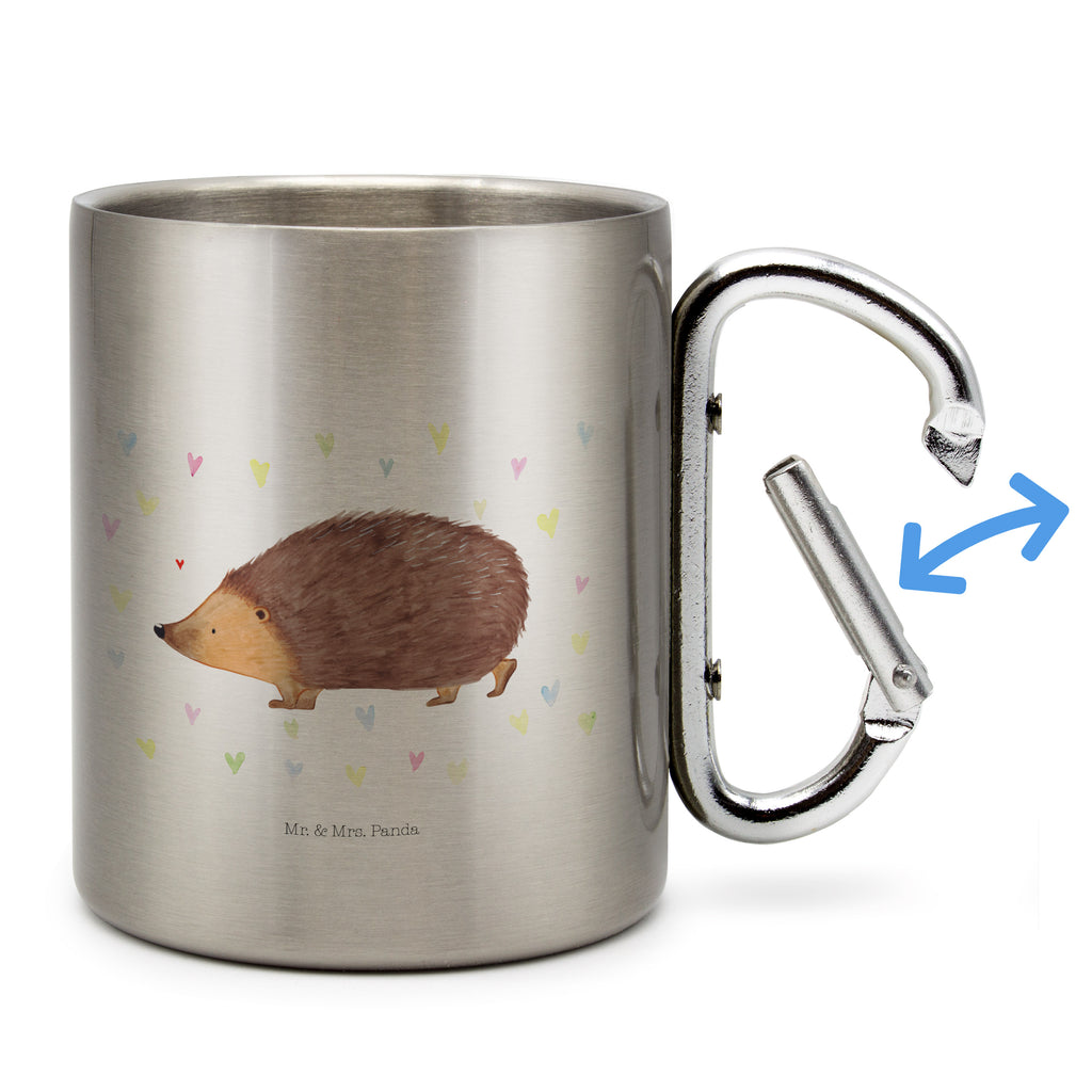 Edelstahlbecher Igel Herzen Edelstahltasse, Karabiner, Edelstahlbecher, Outdoor, Camping, Tasse, Becher, Tiermotive, Gute Laune, lustige Sprüche, Tiere, Liebe, Herz, Herzen, Igel, Vertrauen, Kuss, Leben