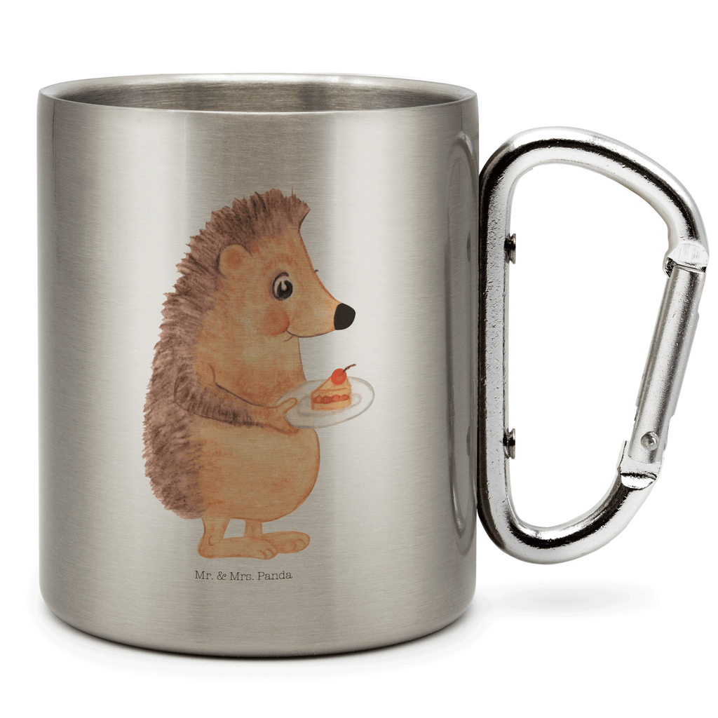 Edelstahlbecher Igel mit Kuchenstück Edelstahltasse, Karabiner, Edelstahlbecher, Outdoor, Camping, Tasse, Becher, Tiermotive, Gute Laune, lustige Sprüche, Tiere, Igel, Essen Spruch, Kuchen, Backen Geschenk, Kuchen backen, Einladung Party, Geburtstagskuchen, Torte