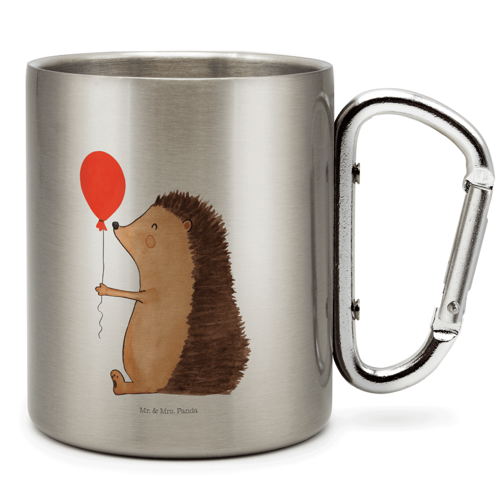 Edelstahlbecher Igel mit Luftballon Edelstahltasse, Karabiner, Edelstahlbecher, Outdoor, Camping, Tasse, Becher, Tiermotive, Gute Laune, lustige Sprüche, Tiere, Igel, Geburtstag, Herzlichen Glückwunsch, Glückwunsch, Geburtstagskind, Ballon, Happy Birthday