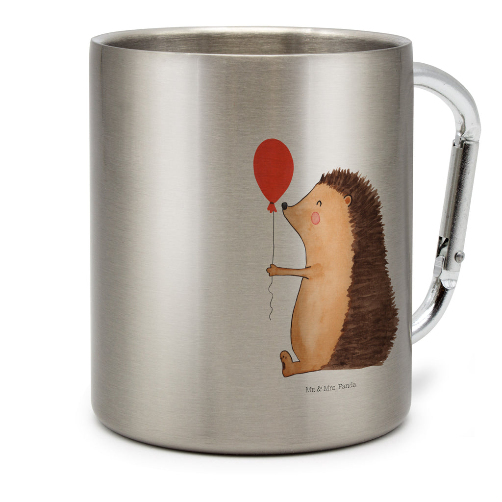 Edelstahlbecher Igel mit Luftballon Edelstahltasse, Karabiner, Edelstahlbecher, Outdoor, Camping, Tasse, Becher, Tiermotive, Gute Laune, lustige Sprüche, Tiere, Igel, Geburtstag, Herzlichen Glückwunsch, Glückwunsch, Geburtstagskind, Ballon, Happy Birthday